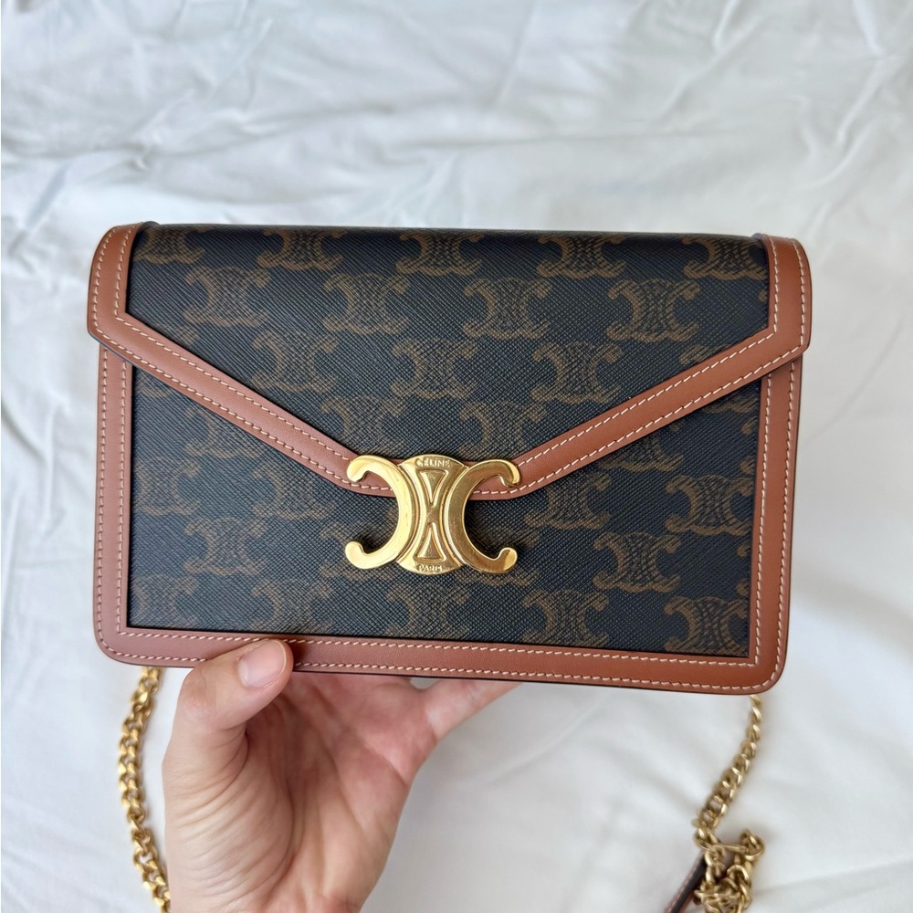 WALLET ON CHAIN MARGO IN TRIOMPHE CANVAS AND CALFSKIN AUTHENTIC